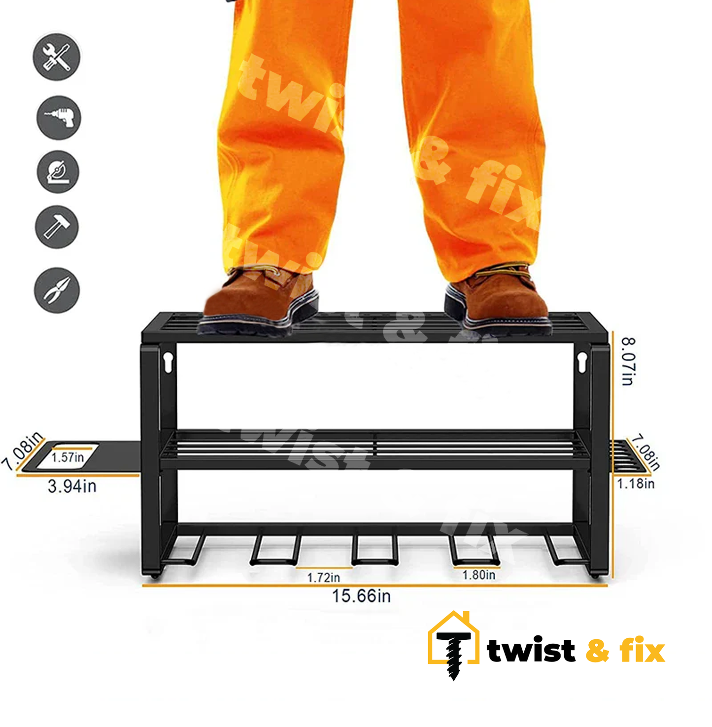 TwistAndFix™ Power Tool Organizer for Workshop Garage