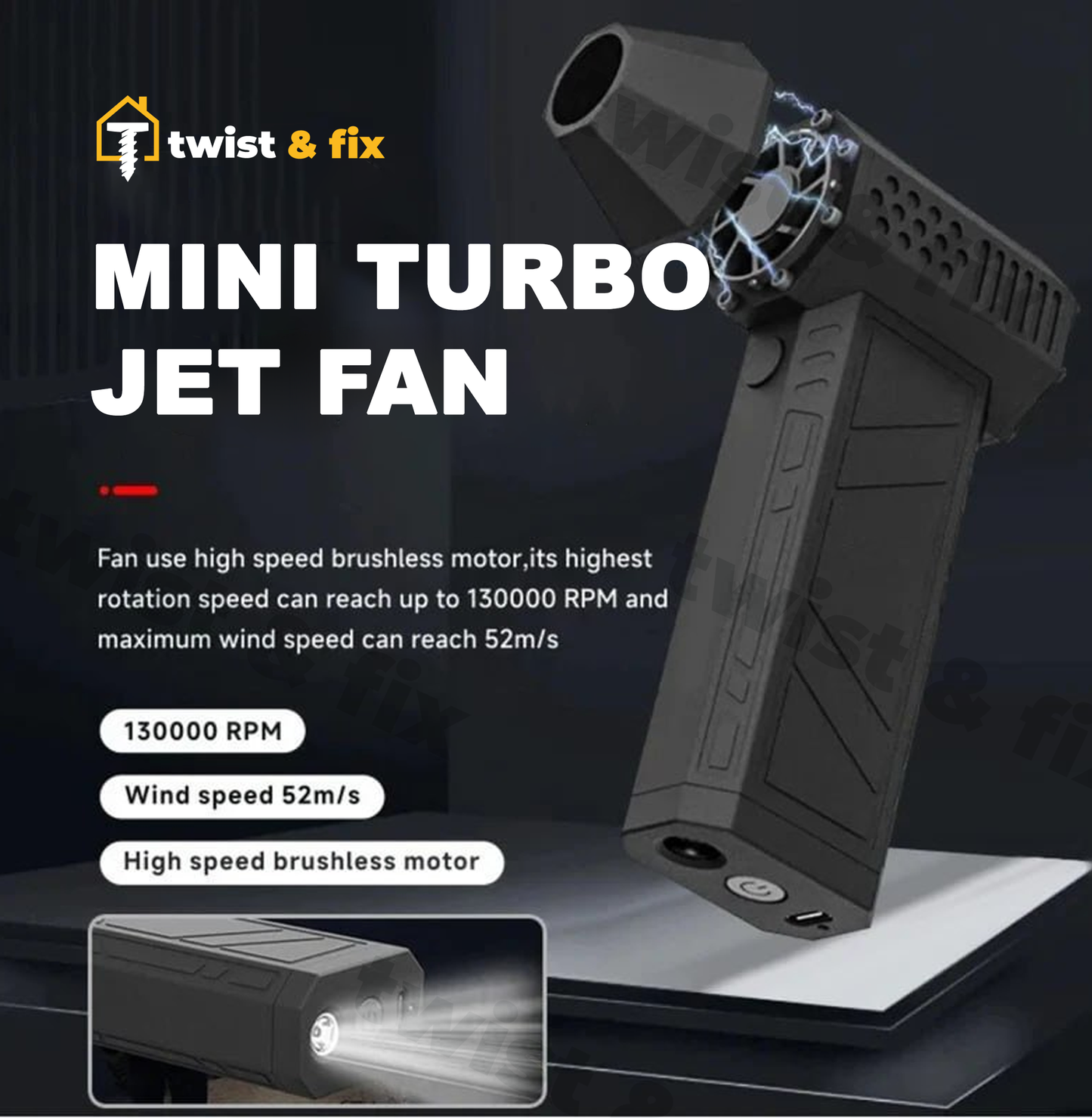 TwistAndFix™ Mini Turbo Jet Fan