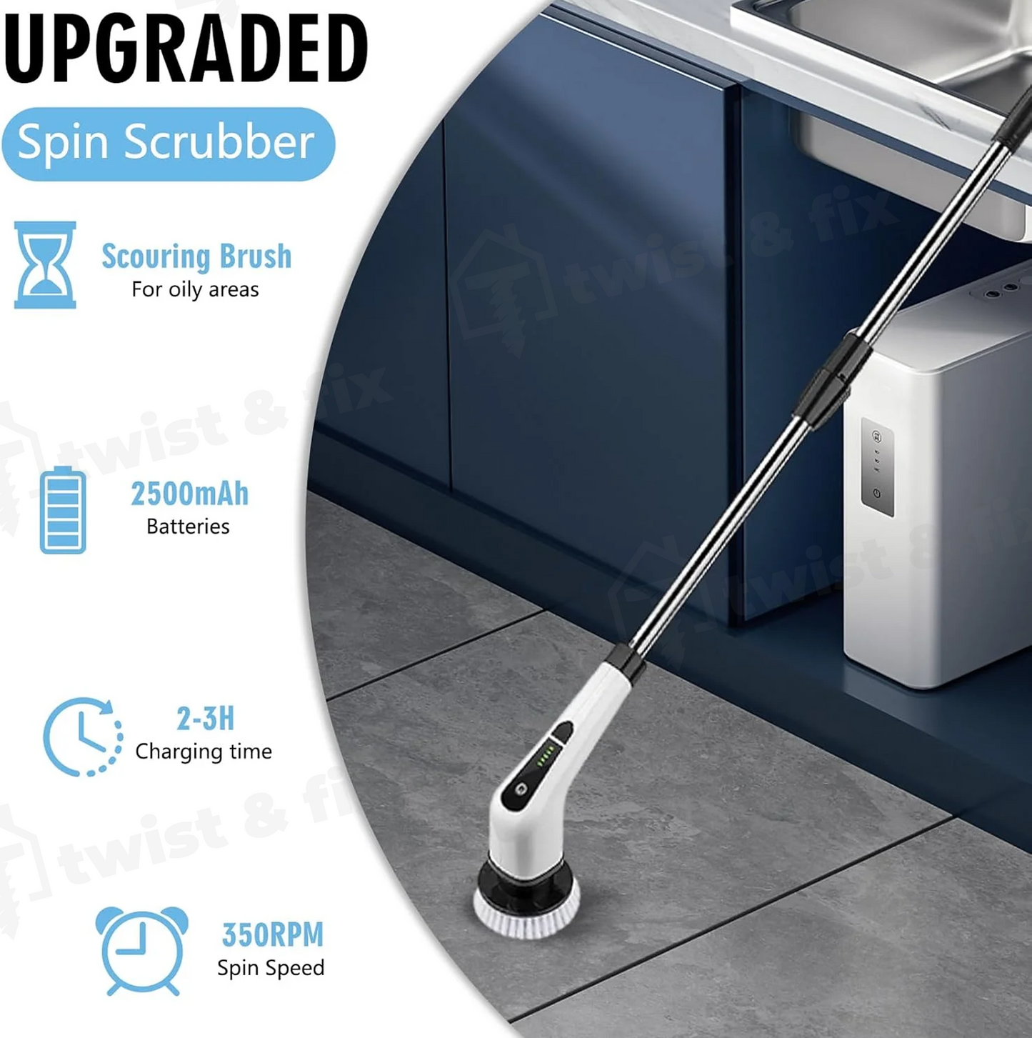 TwistAndFix™ 7 In 1 Electric Cleaning Scrub Brush