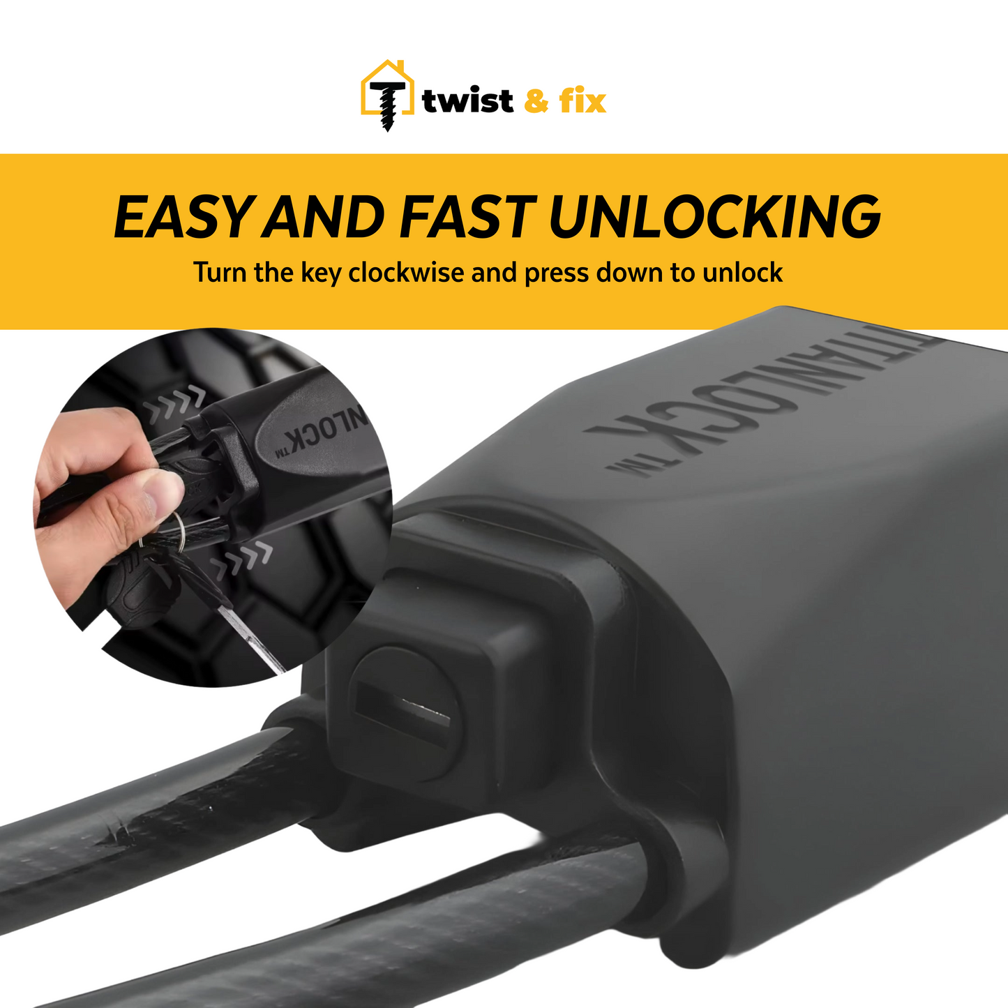 TwistAndFix™ Steering Wheel Anti-Theft Lock