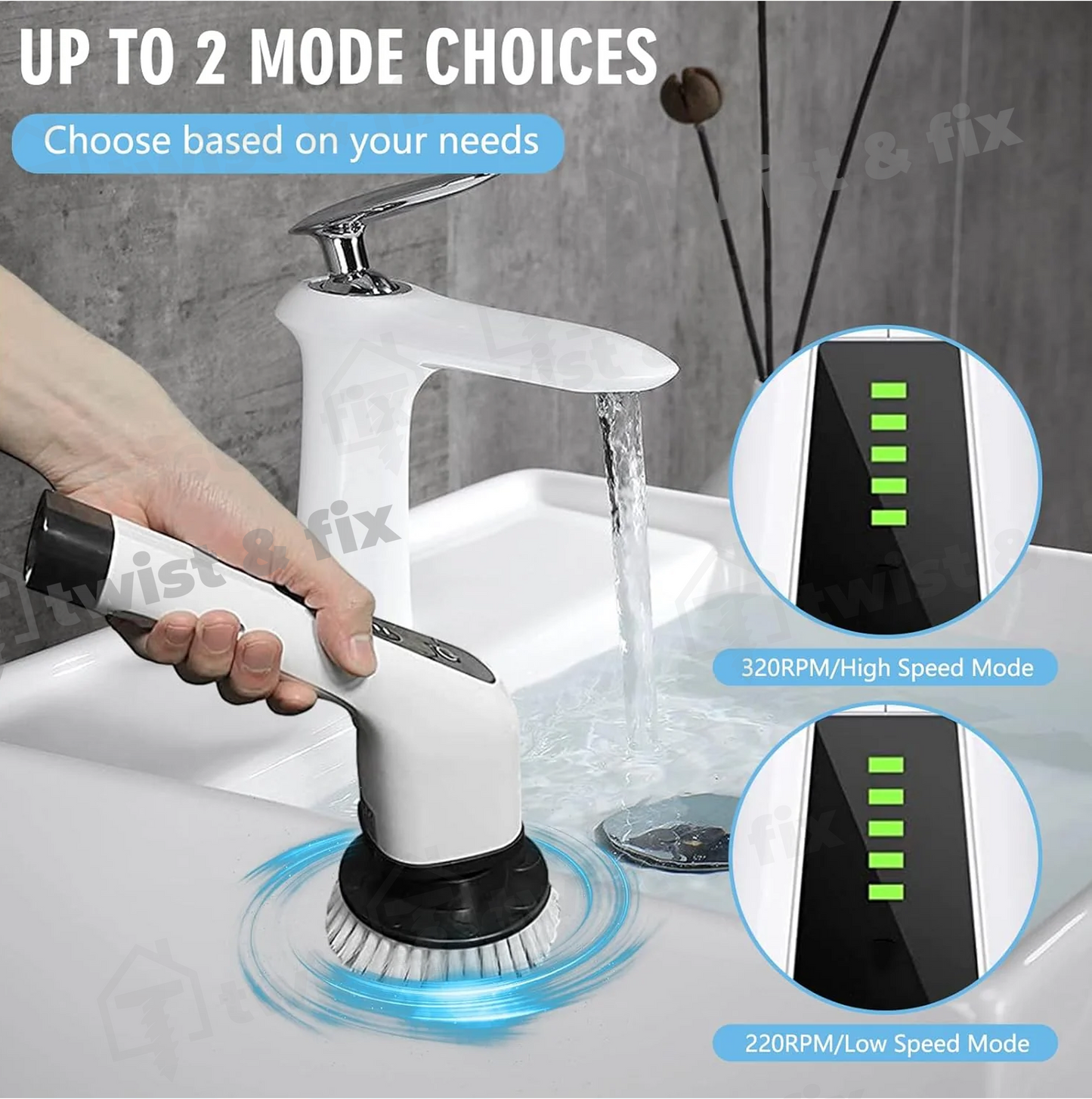TwistAndFix™ 7 In 1 Electric Cleaning Scrub Brush
